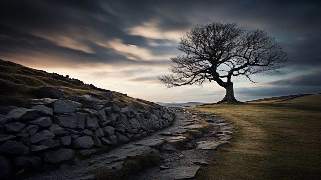 A photo of a stunning landscape with a well-balanced composition and use of leading lines