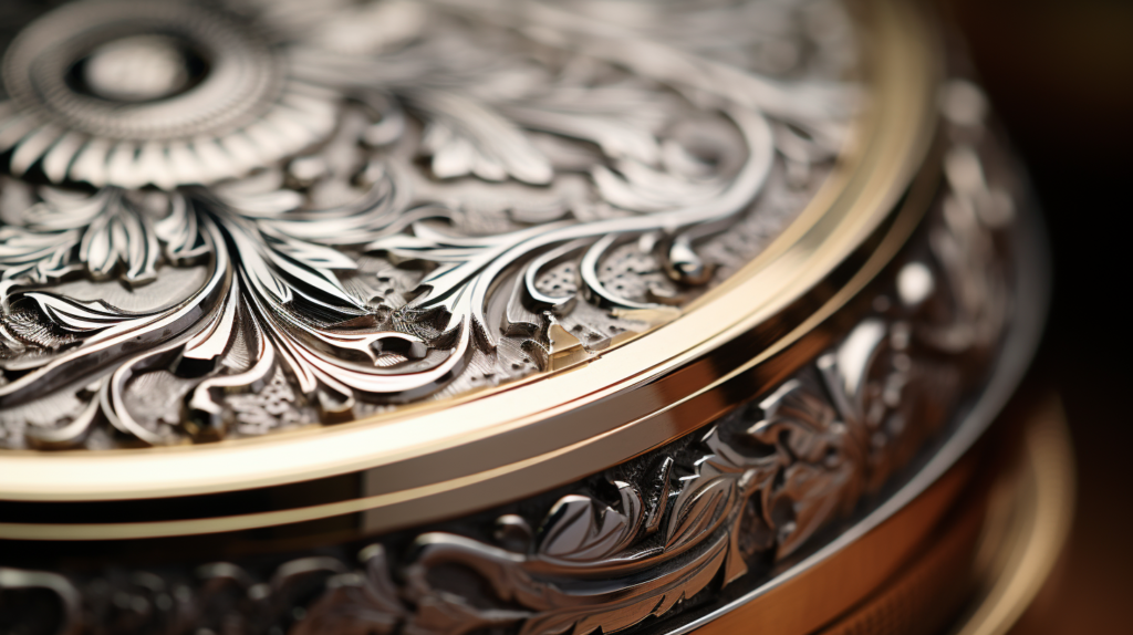 A close-up shot of a product's intricate details, captured with sharp focus and exceptional clarity.